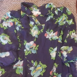 SHEER ROYAL BLUE FLORAL TOP